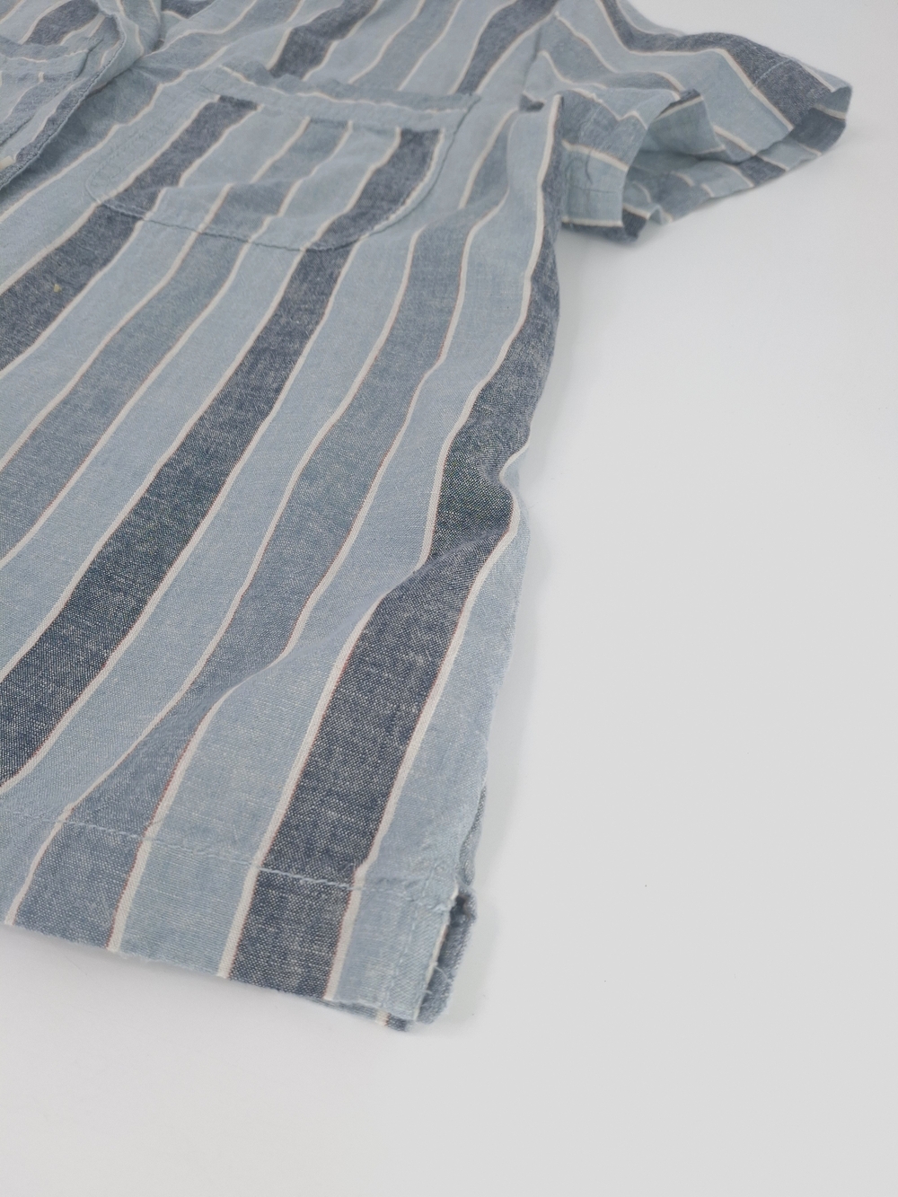 ✨Wonderly Blue & White Vertical Striped Camp Shirt Short Sleeve Button Down L✨ - Picture 10 of 13